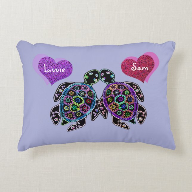 Sea Turtle Love Accent Pillow (Front)