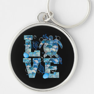 Sea Turtle Love Shirt Ocean Beach Animal Lovers Key Ring