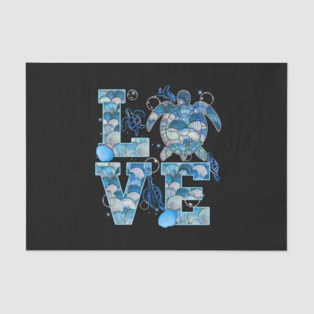 Sea Turtle Love Shirt Ocean Beach Animal Lovers Tissue Paper (Front)