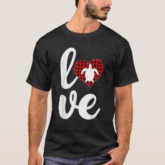 Sea Turtle Lover Buffalo Plaid Love Turtle Valenti T-Shirt