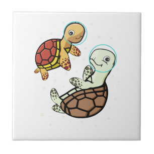 Sea Turtle Lover Kids Space Astronaut Sea Turtle Tile