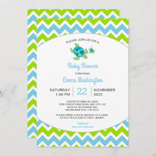 Sea Turtle Mama + Baby baby shower invite