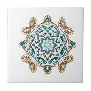 Sea Turtle Mandala Art Tile