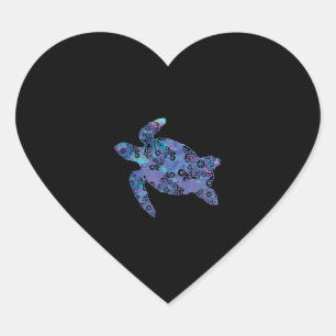 Sea Turtle Mandala Magical Colour Light Art Heart Sticker