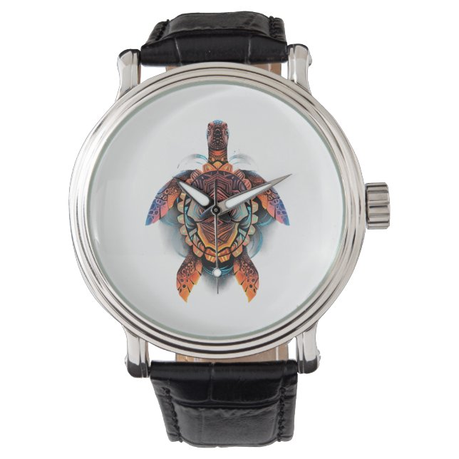 Sea Turtle Mandala Sea Ocean Animal Artwork Boho   Watch (Front)