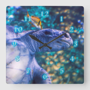 SEA TURTLE MANICURE SQUARE WALL CLOCK