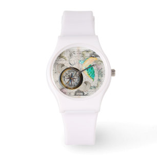 Sea turtle Map Beige Watch