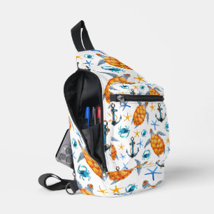 Sea Turtle Marine Beach Coastal Aquatic Pattern Sling Bag