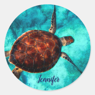 Sea Turtle Marine Life Classic Round Sticker