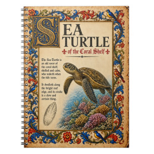 Sea Turtle, Mediaeval Bestiary Art Notebook
