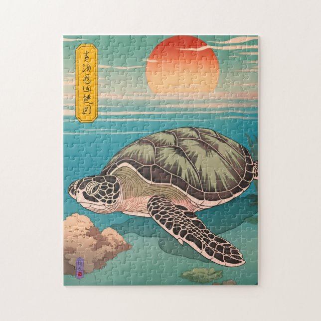 Sea Turtle Migration - Japanese Art Puzzle (Vertical)
