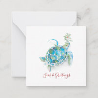 Sea Turtle Mini Beach Christmas Note Card