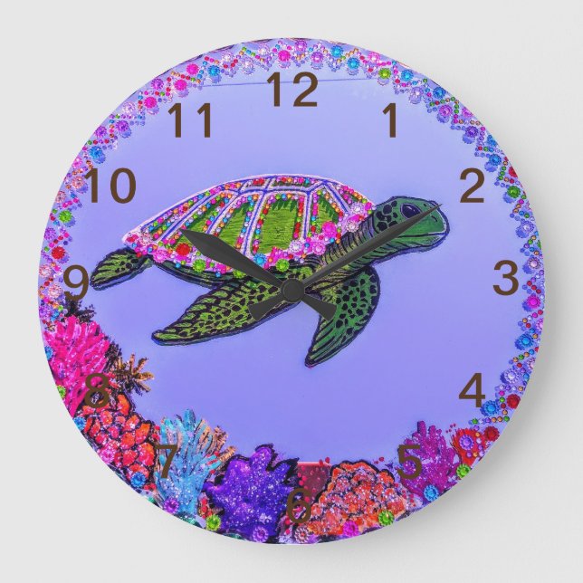 Sea Turtle Mirror Painting Clock (Front)