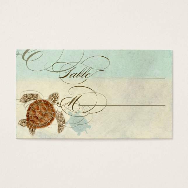 Sea Turtle Modern Coastal Ocean Beach Swirls Style (Front)