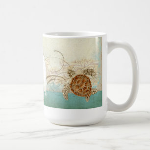 Sea Turtle Modern Coastal Ocean Beach Swirls Style Coffee Mug