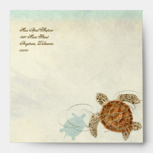 Sea Turtle Modern Coastal Ocean Beach Swirls Style Envelope