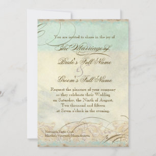Sea Turtle Modern Coastal Ocean Beach Swirls Style Invitation