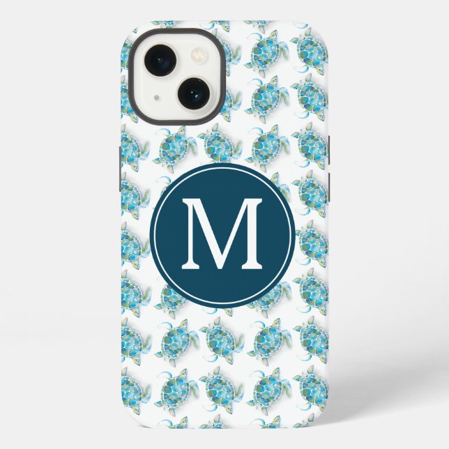 Sea Turtle Monogram Beachy Phone Case (Back)