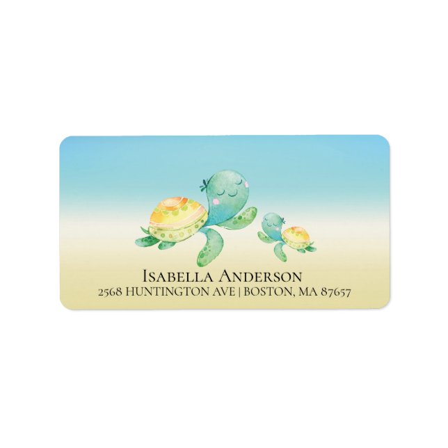 Sea Turtle Neutral Baby Shower Address Label (Front)