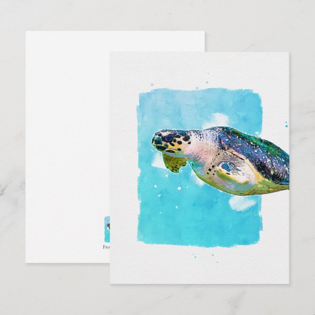 Sea Turtle Note Card for Any Occasion (Front/Back)