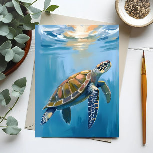 Sea Turtle Ocean Animal Watercolor Postcard