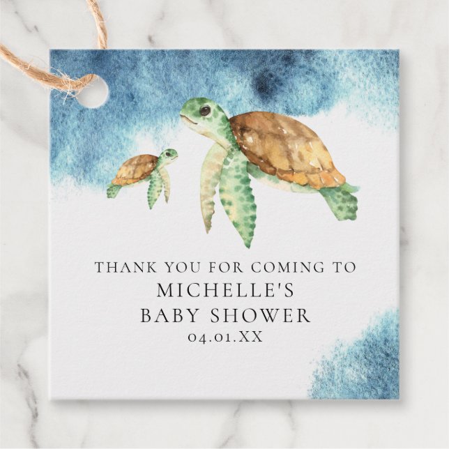 Sea Turtle | Ocean Baby Shower Favour Tag (Front)