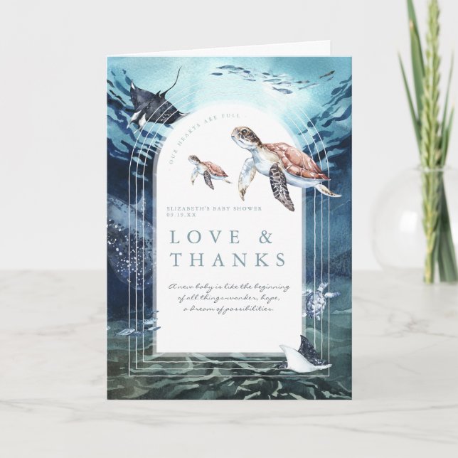 Sea Turtle Ocean | Baby Shower Thank You Card (Front)