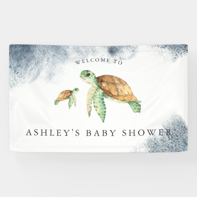 Sea Turtle | Ocean Baby Shower Welcome Banner (Horizontal)