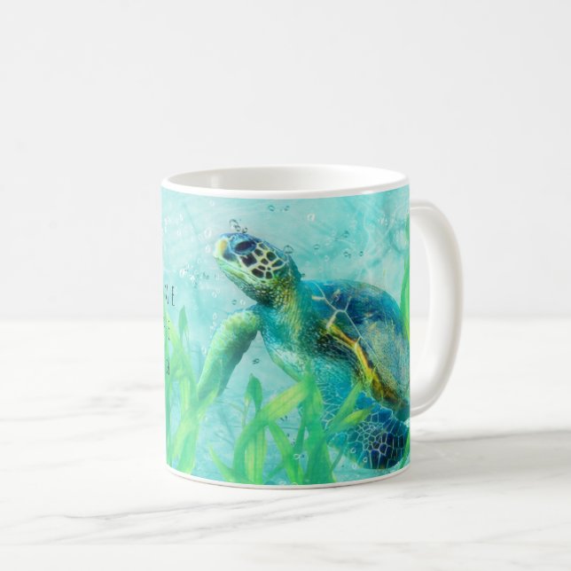 Sea Turtle Ocean Beach Art Elegant Tropical Custom Coffee Mug (Front Right)