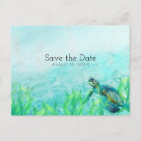 Sea Turtle Ocean Beach Art Wedding Save the Date