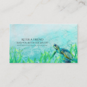 Sea Turtle Ocean Beach Elegant Refer a Friend Referral Card