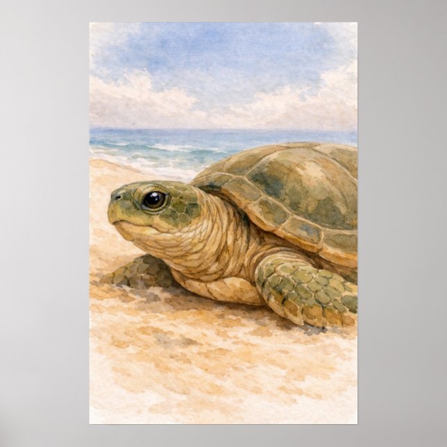 Sea Turtle Ocean Beach Poster (Front)