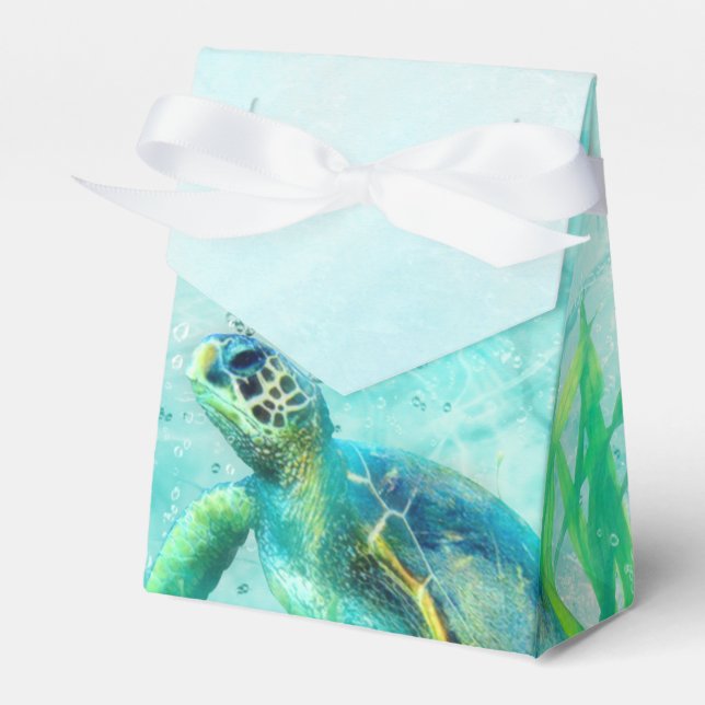 Sea Turtle Ocean Beach Tropical Custom Favour Favour Box (Front Side)