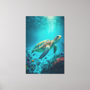 Sea Turtle Ocean Marine Life Beach Nature Animals Canvas Print