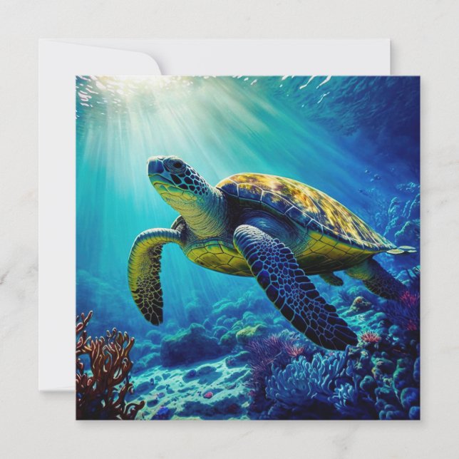 Sea Turtle Ocean Marine Life Beach Nature Animals Card (Front)