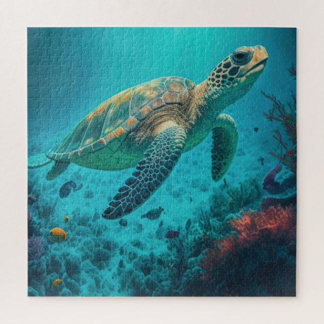 Sea Turtle Ocean Marine Life Beach Nature Animals Jigsaw Puzzle (Vertical)