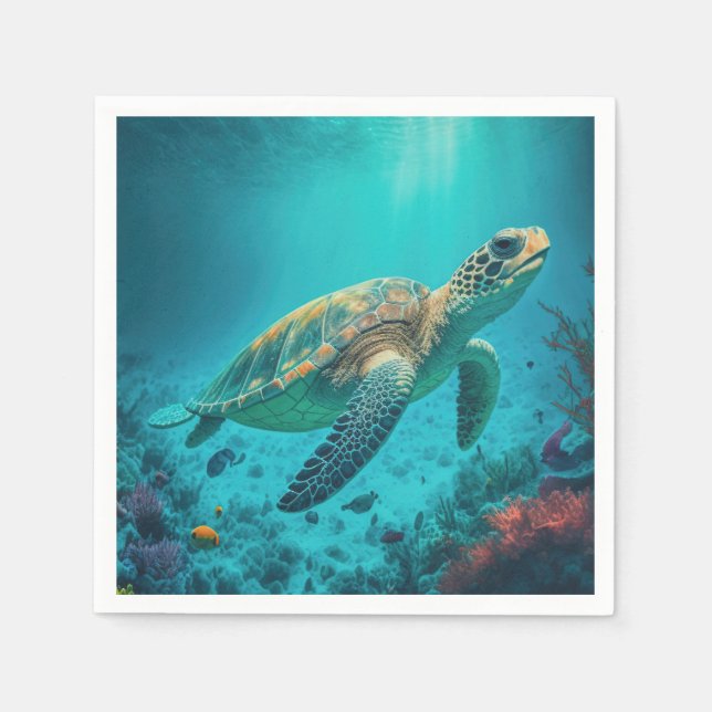 Sea Turtle Ocean Marine Life Beach Nature Animals Napkin (Front)