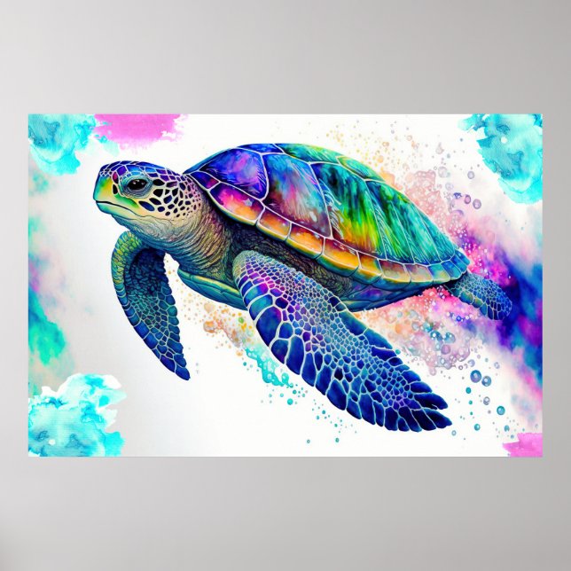 Sea Turtle Ocean Marine Life Beach Nature Animals Poster (Front)