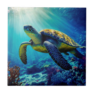 Sea Turtle Ocean Marine Life Beach Nature Animals Tile