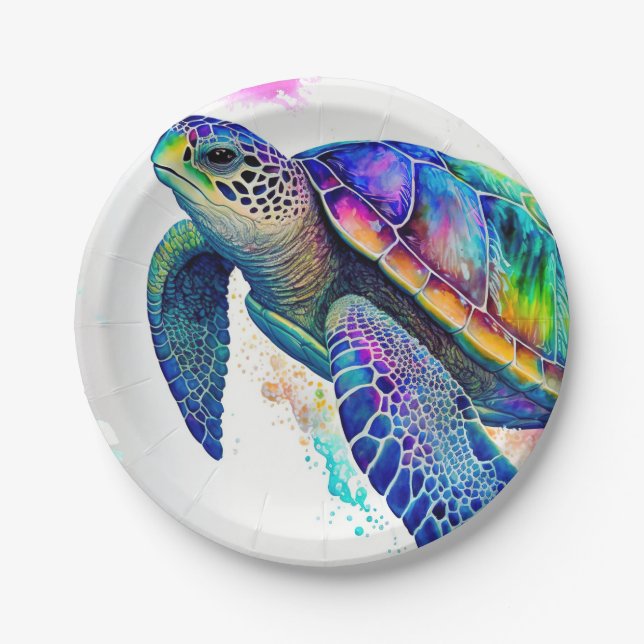 Sea Turtle Ocean Marine Life Beach Nature Paper Plate (Front)