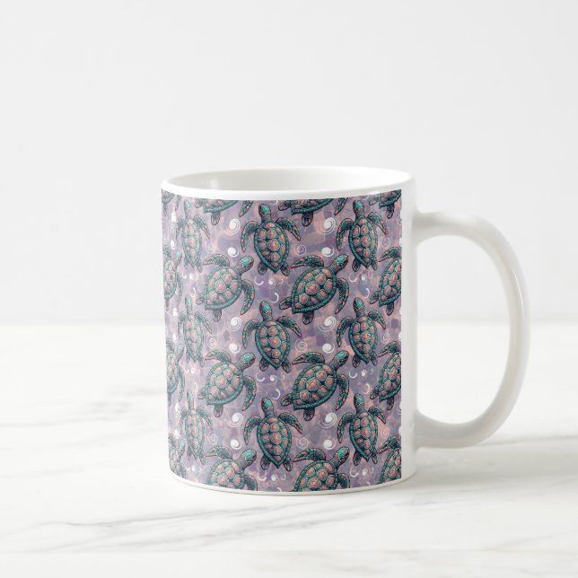 Sea Turtle Ocean Pattern Coffee Mug (Right)