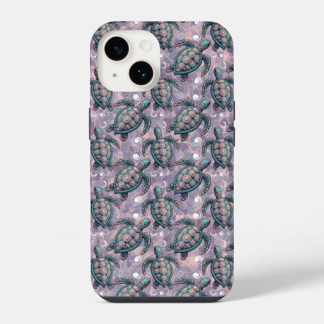 Sea Turtle Ocean Pattern iPhone Case (Back)
