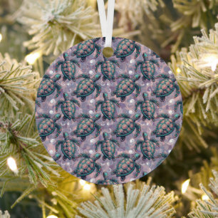 Sea Turtle Ocean Pattern Metal Tree Decoration