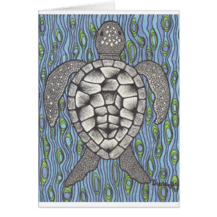 Sea turtle on blue