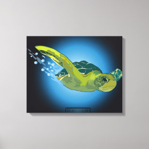 SEA TURTLE ON CANVAS     20 "x 16" Print