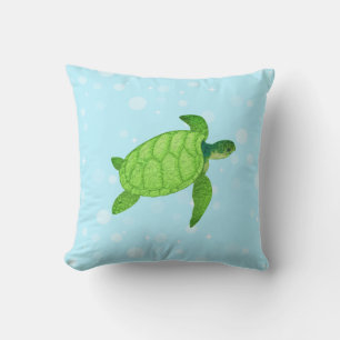 Sea turtle on light blue background cushion