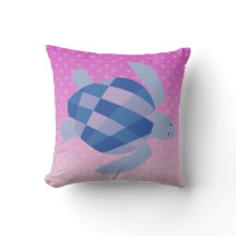 Sea Turtle on Ombre Dots Throw Pillow