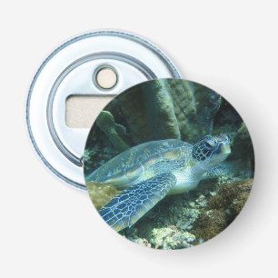 Sea Turtle on Seabed Photo Bottle Opener