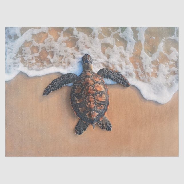 Sea Turtle on the Beach Decoupage Tissue Paper (Front)