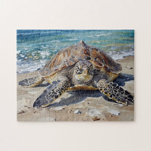 Sea Turtle on the Beach Jigsaw Puzzle